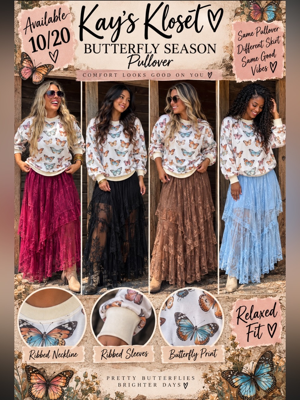 BW66-🦋🤍 Butterfly relaxed fit pullover